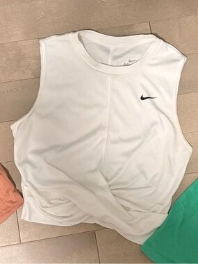 Nike White Twist-Front Sleeveless Athletic Tank